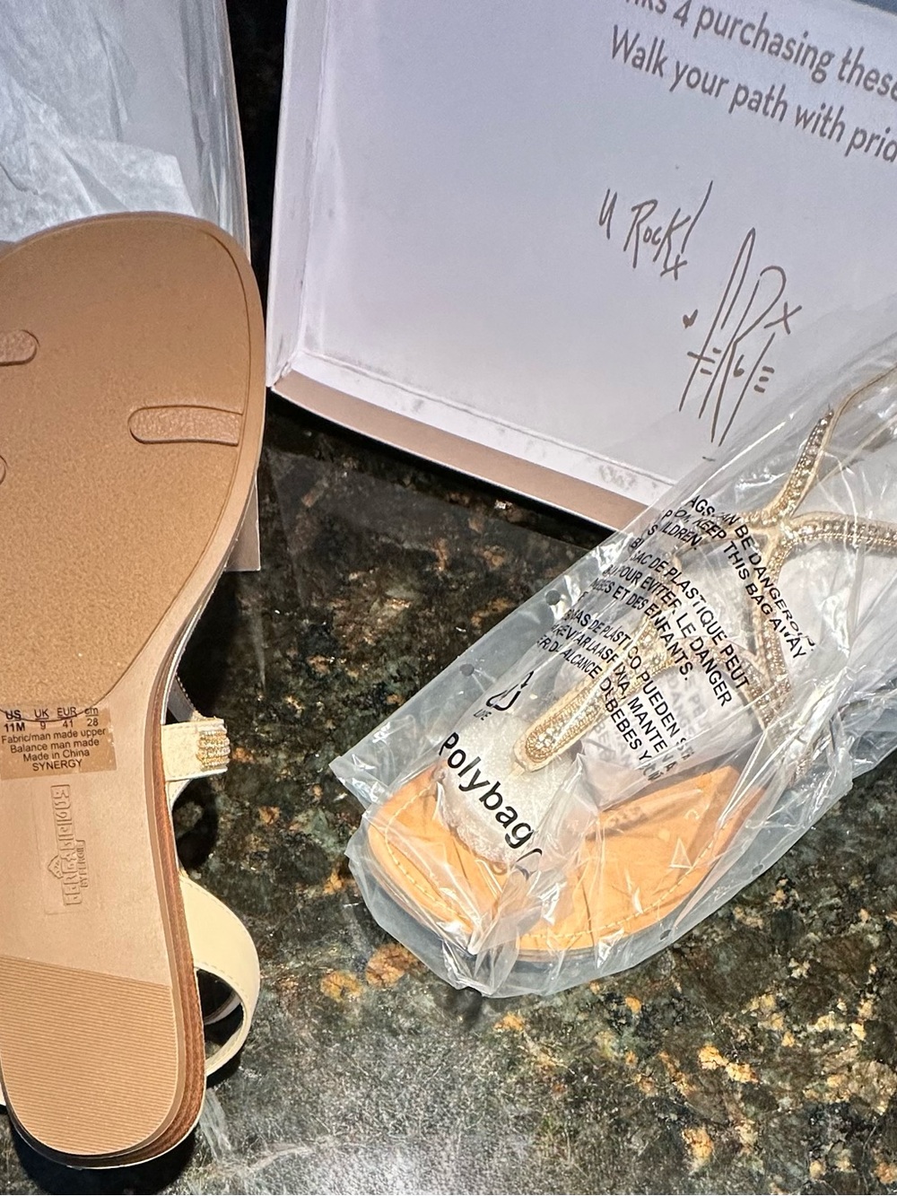 Fergalicious Nude Sandal with Rhinestones, Flat & Strappy; NIB, Sz 11M/EU 41 - Picture 6 of 9